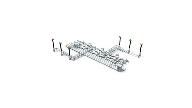 3D-модель КРУЭ Sieyuan 1100 кВ — конфигурация ячейки.