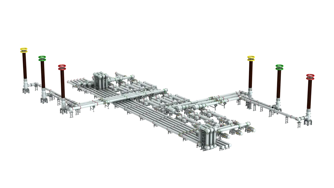 3D-модель КРУЭ Sieyuan 1100 кВ &mdash; конфигурация ячейки.